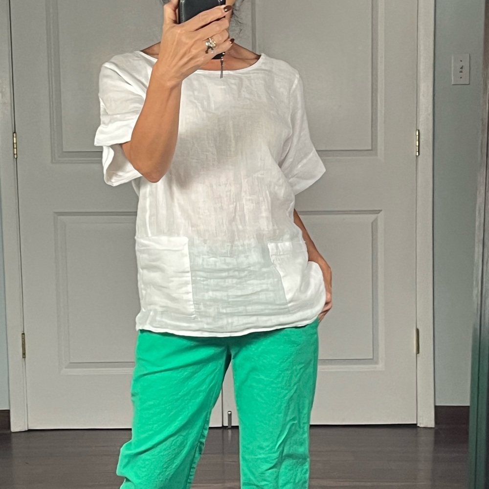Francesca Bettini 100% linen white top size M